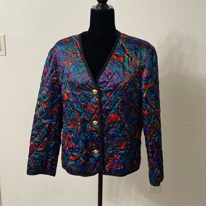 Vintage Russ Lightweight Quilted Boho Art Abstract Floral Paisley Jacket 14